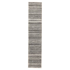 India Modern Runner Rug - Wool Brown Ivory Design - 94199