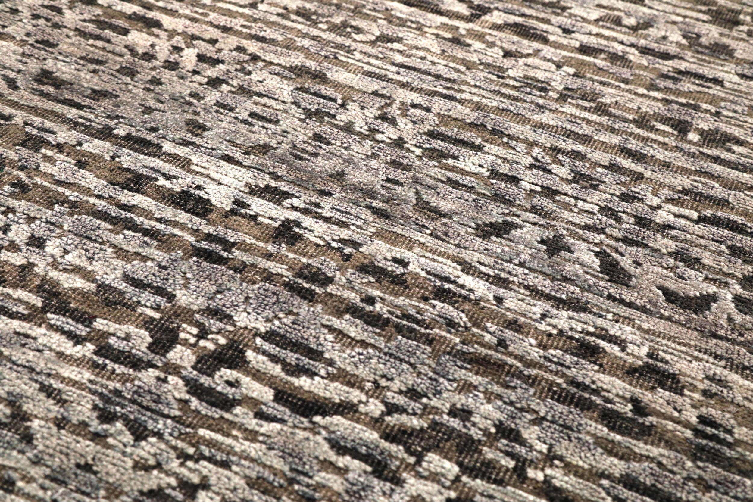 Moderno Tappeto Runner India Modern - Lana Marrone Avorio Design - 94205 in vendita