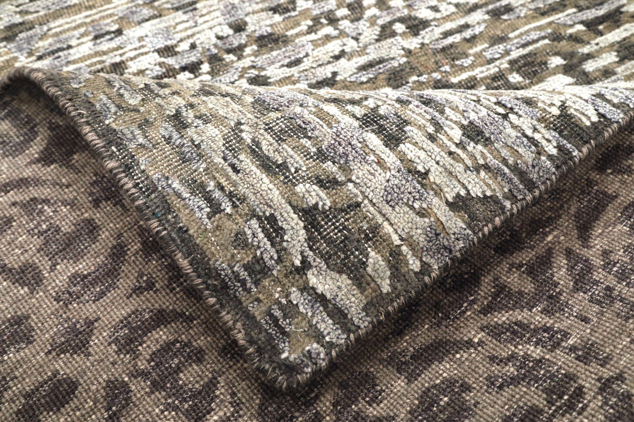 Indiano Tappeto Runner India Modern - Lana Marrone Avorio Design - 94205 in vendita