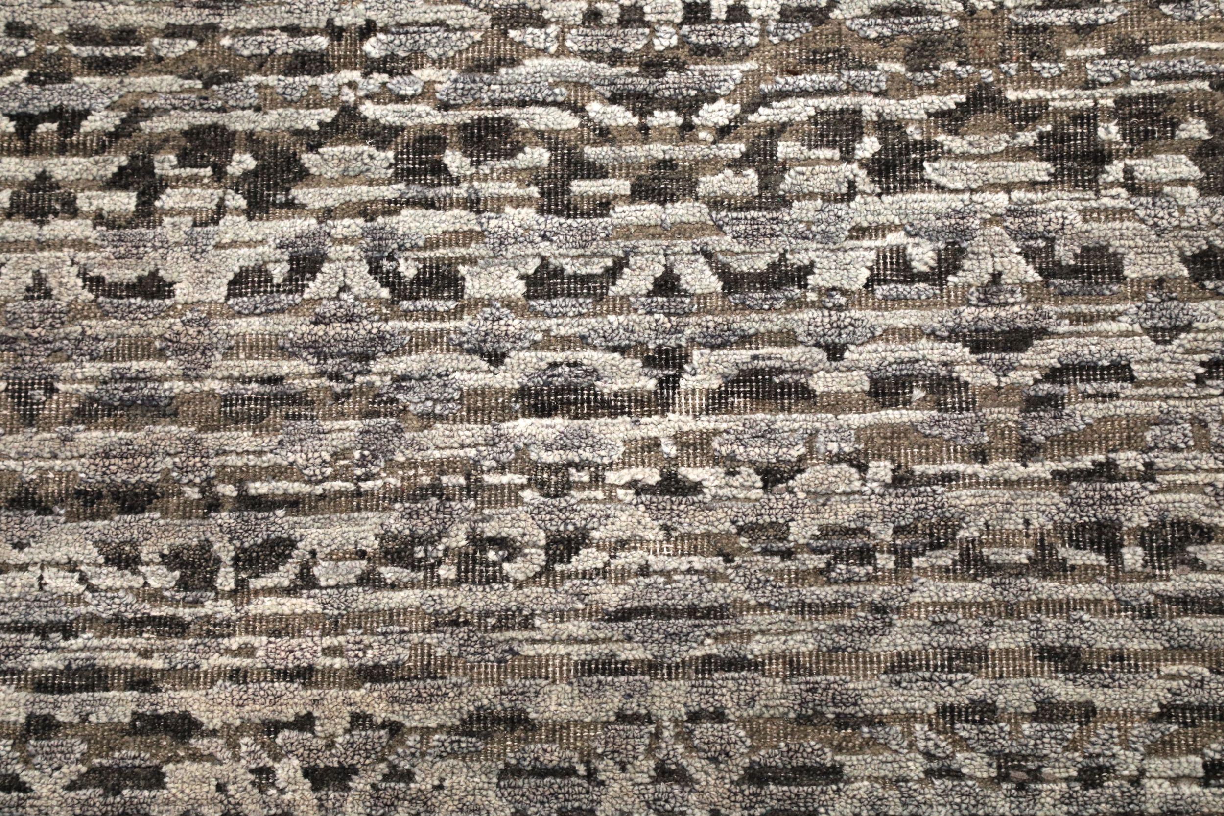 Tappeto Runner India Modern - Lana Marrone Avorio Design - 94205 In condizioni ottime in vendita a Dallas, TX