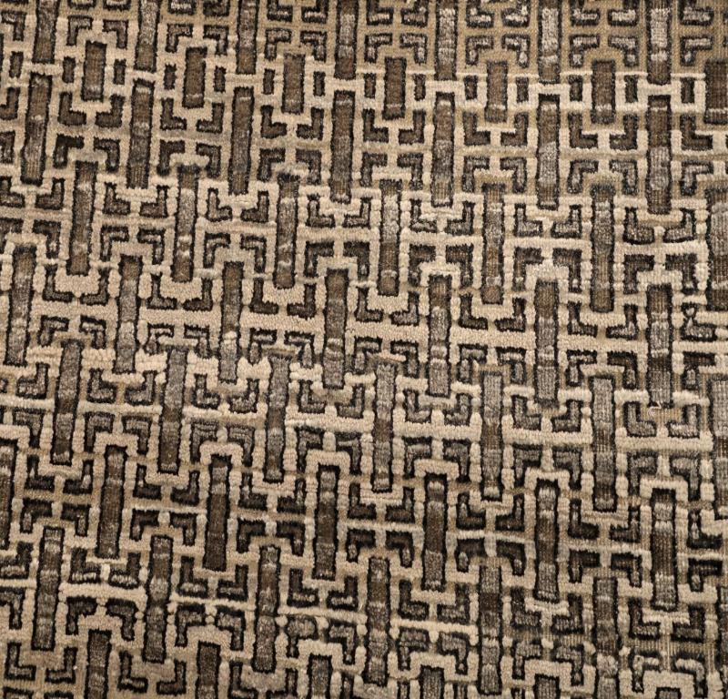 Noué à la main Tapis de course The Modernity - Laine Brown Design/One - 94272 en vente