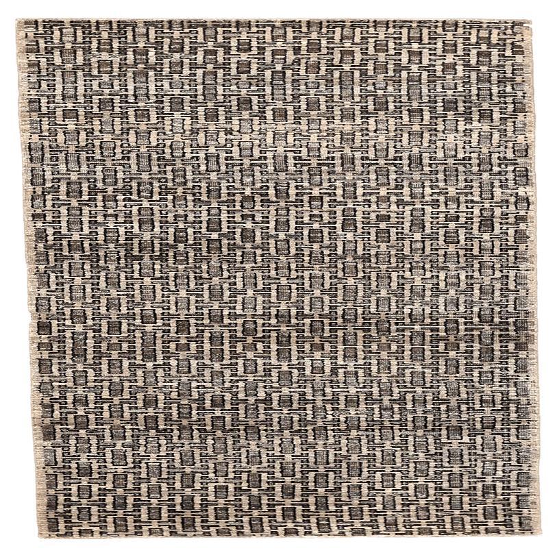 India Modern Runner Rug - Wool Brown Ivory Design - 94272