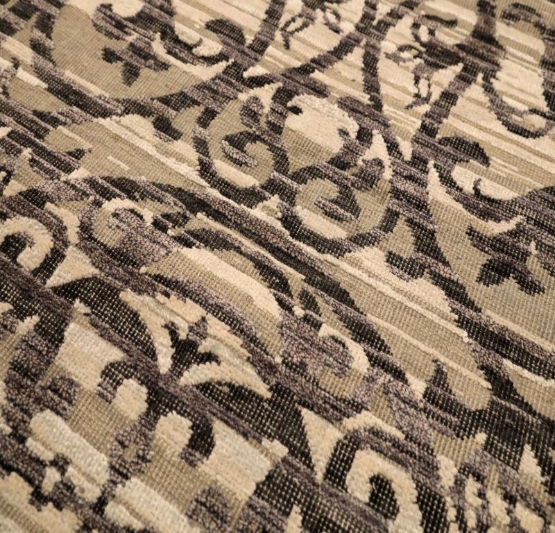 Moderno Tappeto Runner India Modern - Lana Marrone Avorio Design - 94273 in vendita