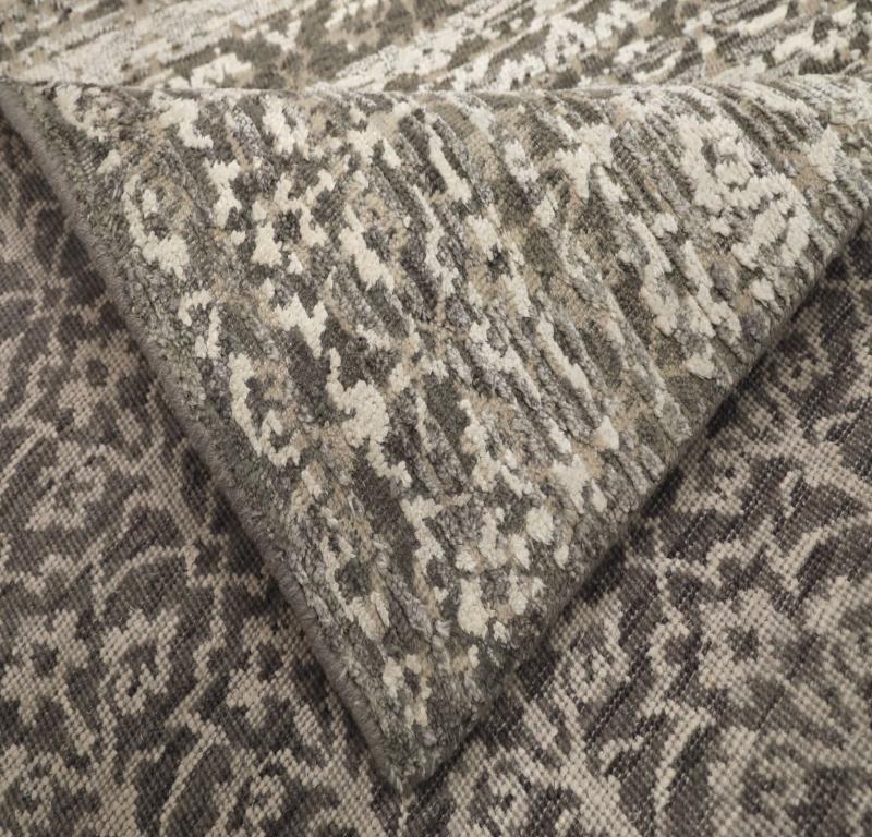 Indiano Tappeto Runner India Modern - Lana Marrone Avorio Design - 94275 in vendita
