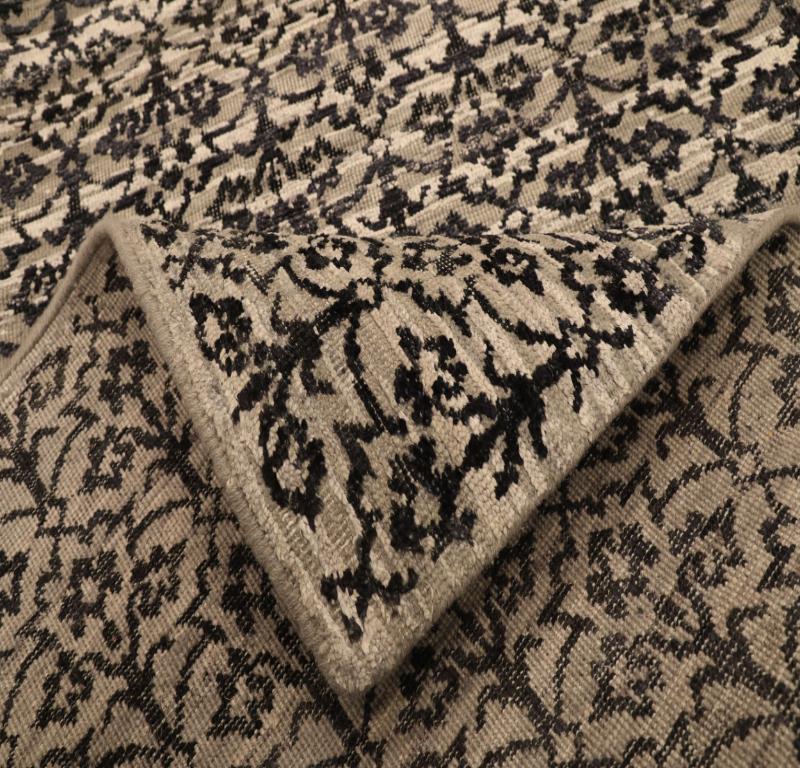 Indiano Tappeto Runner India Modern - Lana Marrone Avorio Design - 94276 in vendita