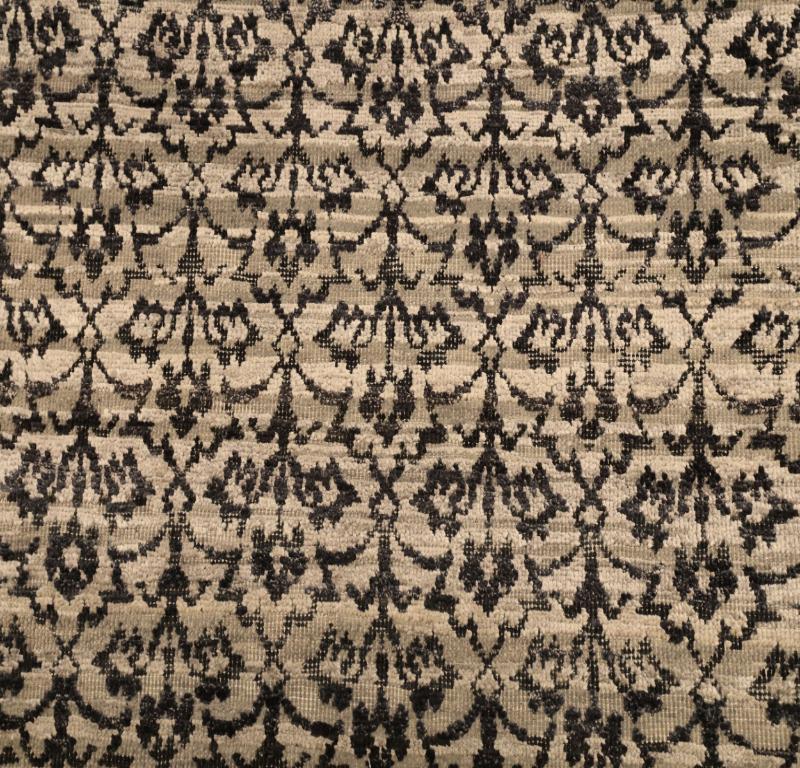 Annodato a mano Tappeto Runner India Modern - Lana Marrone Avorio Design - 94276 in vendita