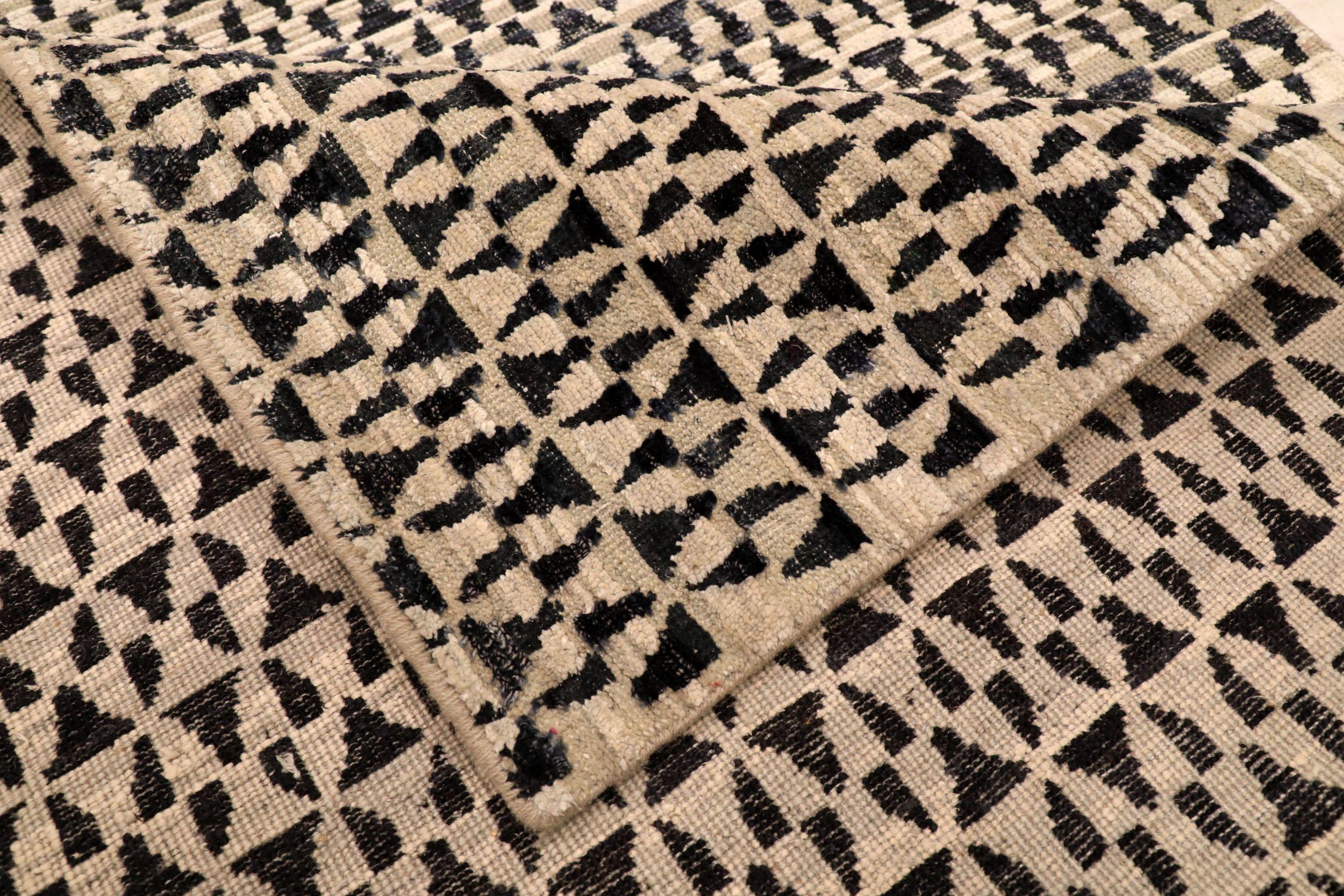 Alfombra Corredera India Moderna - Lana Marrón Diseño Marfil - 94285 Indio en venta