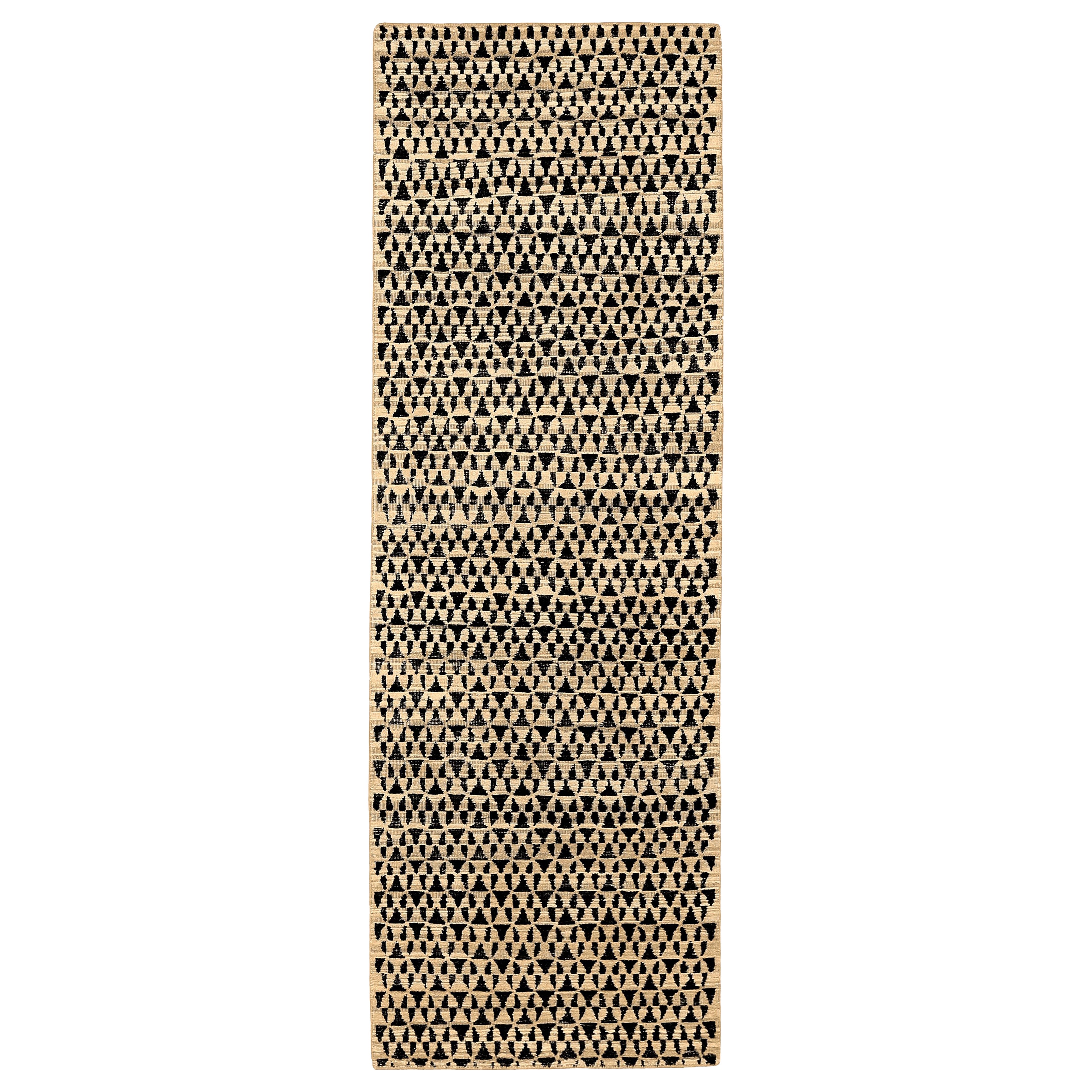 Alfombra Corredera India Moderna - Lana Marrón Diseño Marfil - 94285 en venta