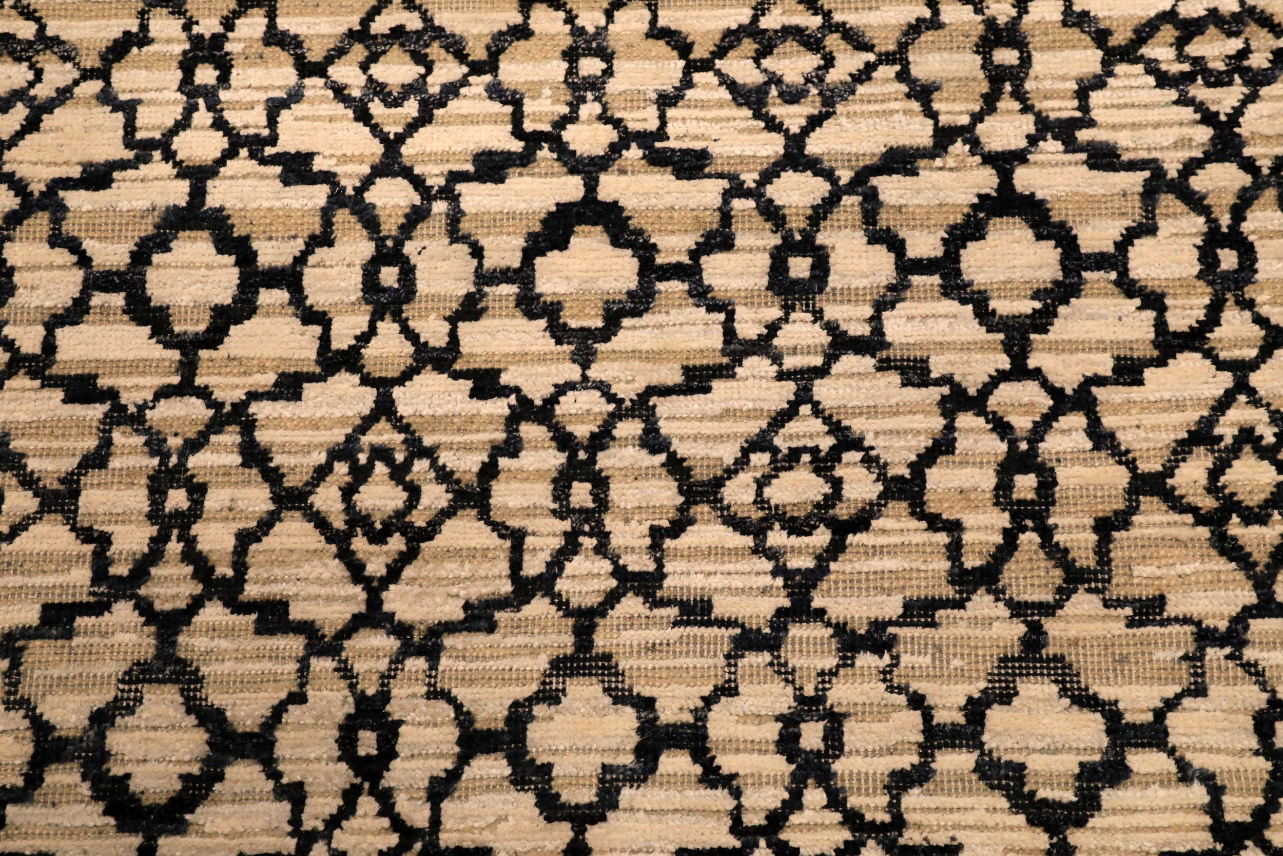 India Modern Runner Rug - Wool Brown Ivory Yellow Design - 94051 im Zustand „Hervorragend“ im Angebot in Dallas, TX