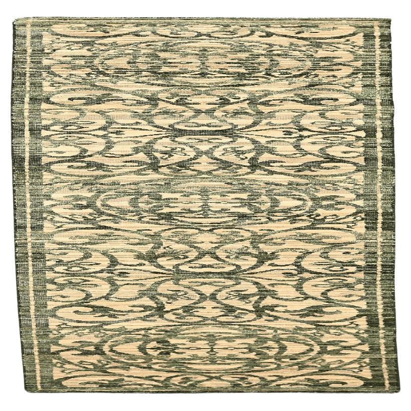 Moderner indischer Läufer - Wolle Grün Elfenbein Design - 94267