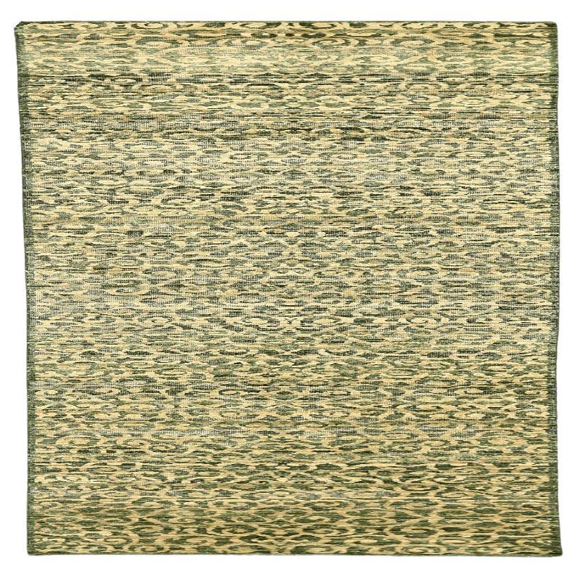 Tapis de couloir moderne indien - Design vert ivoire en laine - 94271