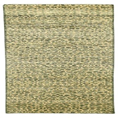 Vintage India Modern Runner Rug - Wool Green Ivory Design - 94271