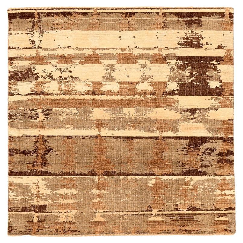 India Modern Small Rug - Wool Brown Ivory Design - 94249