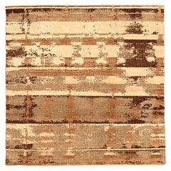 India Modern Small Rug - Wool Brown Ivory Design - 94249