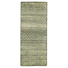 India Modern Small Rug - Wool Green Ivory Design - 94190
