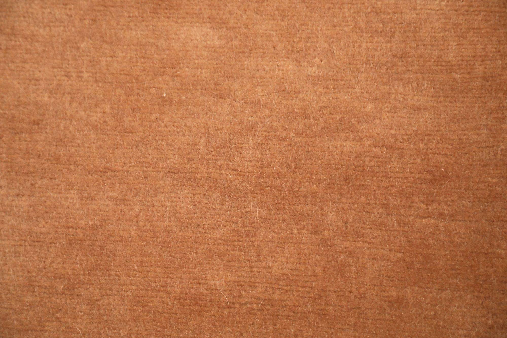 Hand-Knotted India mohair Small Rug - Wool Orange Design - 96633 For Sale