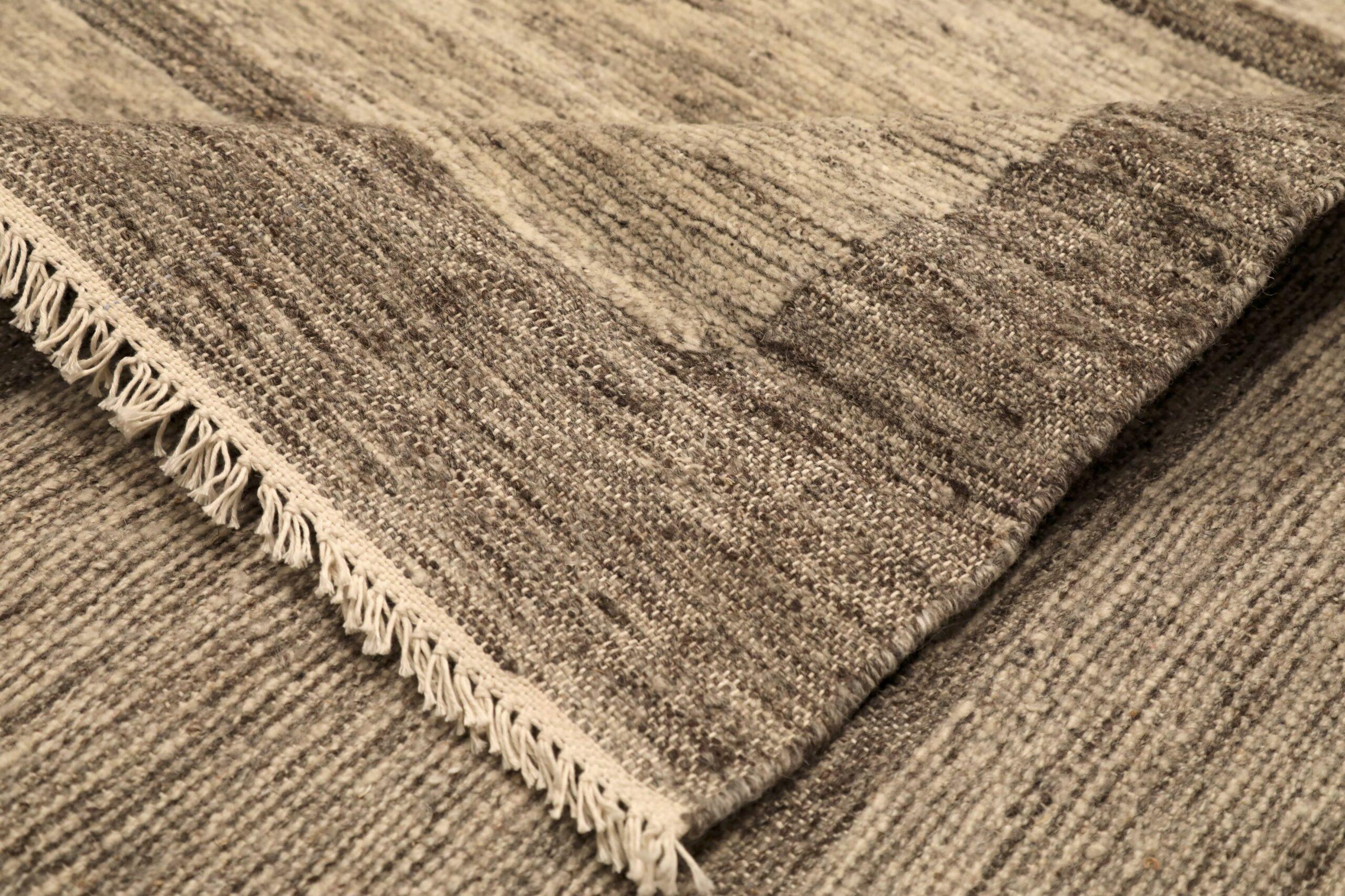 Indien Tapis marocains Inde - Motif coton ivoire taupe - 96572 en vente