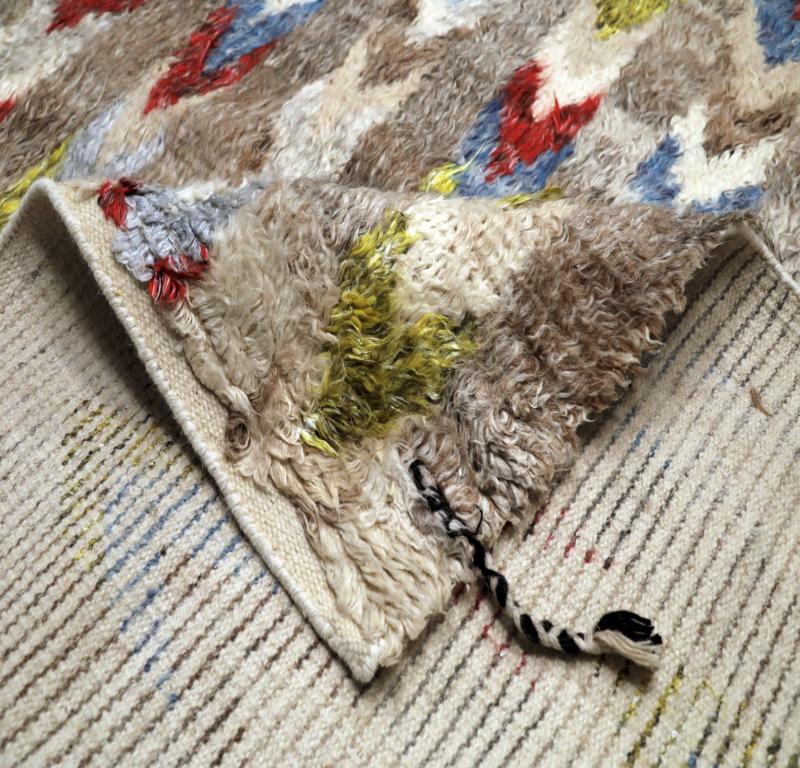 Indien Marokkanische Teppiche - Wolle Blau Braun Grün Elfenbein Rot - 94510 (Indisch) im Angebot
