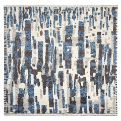 Indien Marokkanischen Bereich Teppiche - Wolle Blau Braun Elfenbein Design - 94500