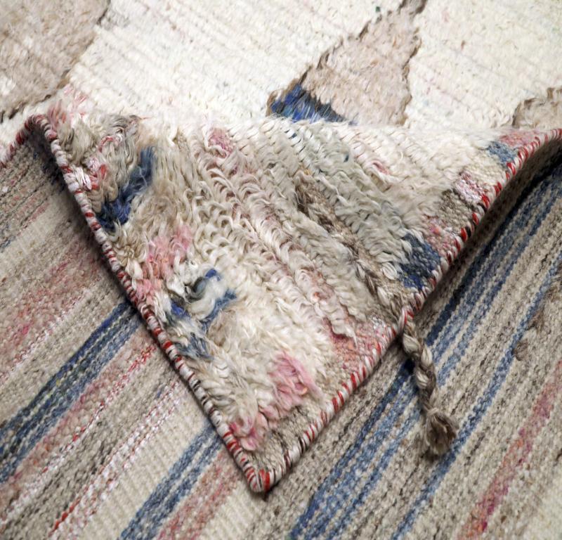 Indiano Tappeti India Moroccan Area Rugs - Lana Blu Marrone Avorio Rosa Design - 94498 in vendita