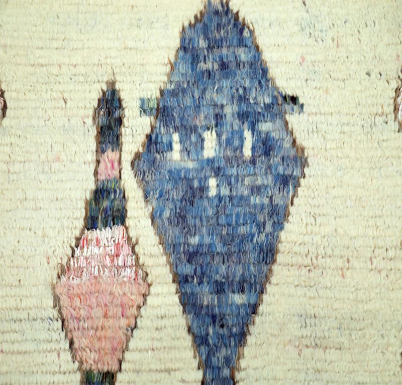 Annodato a mano Tappeti India Moroccan Area Rugs - Lana Blu Marrone Avorio Rosa Design - 94498 in vendita