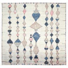 Indien Marokkanischen Bereich Teppiche - Wolle Blau Braun Elfenbein Rosa Design - 94498