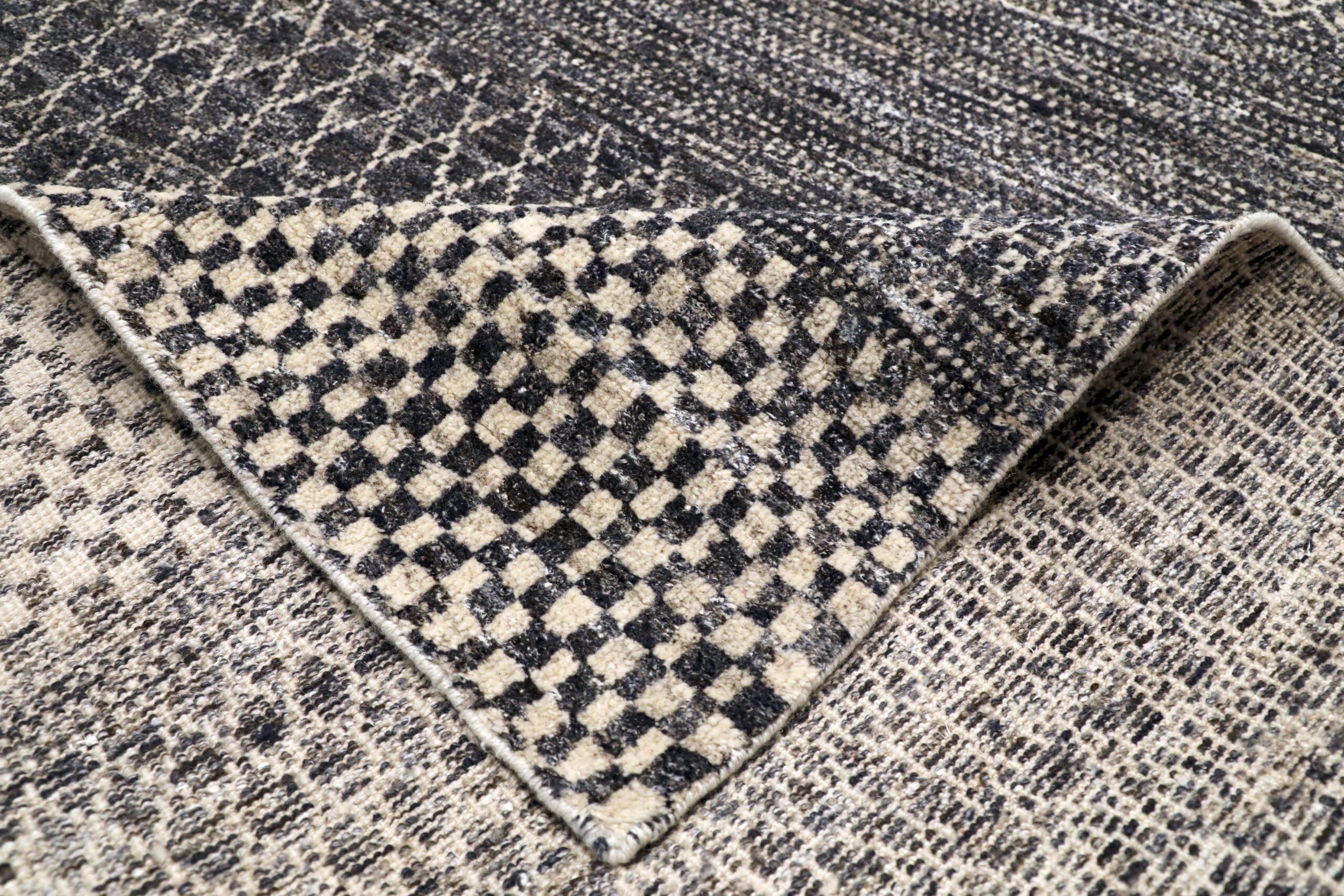 Indiano Tappeti India Moroccan Area Rugs - Wool Brown Design - 96588 in vendita