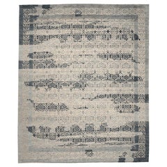 Tapis de sol marocain de l'Inde - Laine Brown Gray Ivory Design - 94449