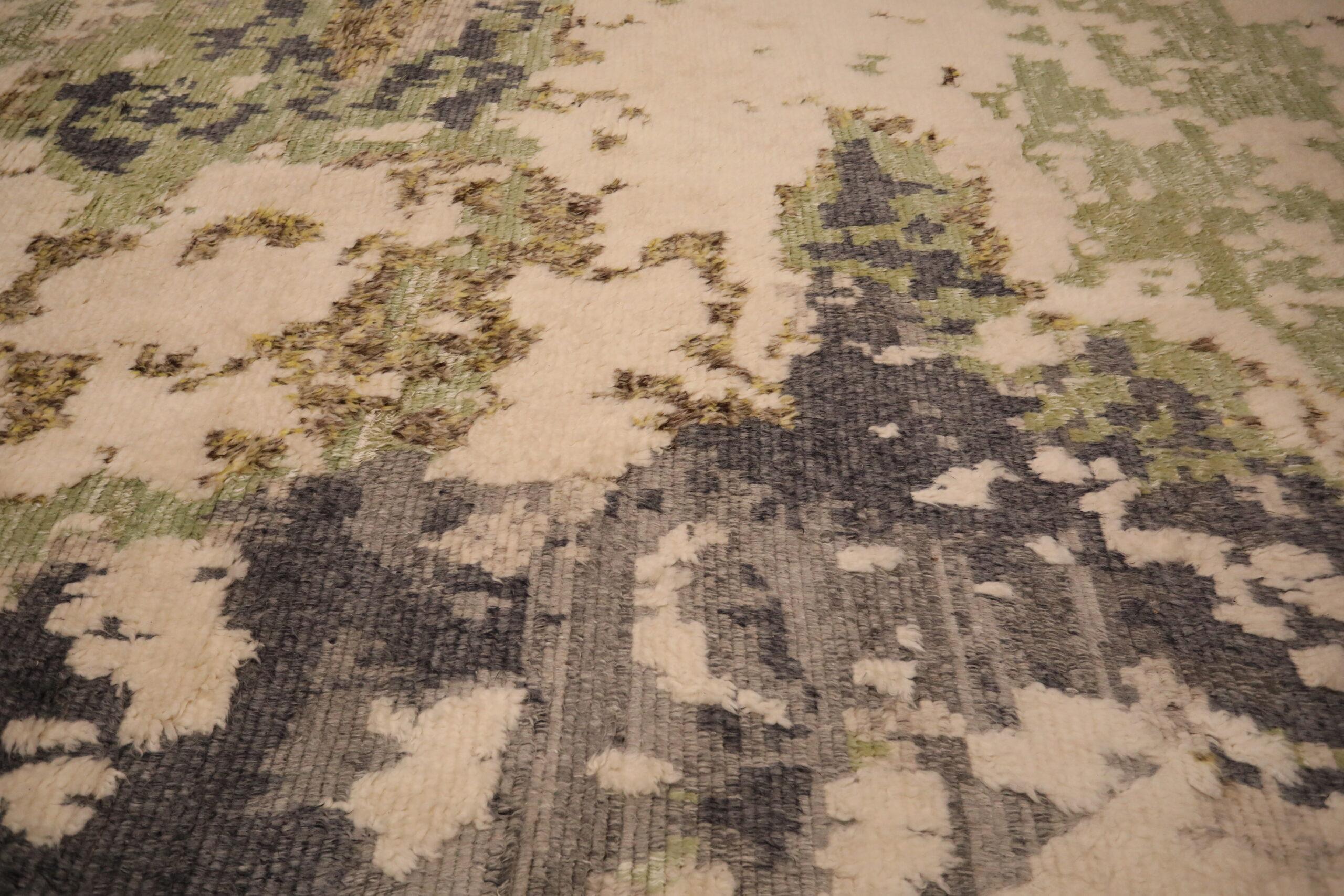 Indien Marokkanischen Bereich Teppiche - Wolle Brown Grün Elfenbein Design - 93631 (Indisch) im Angebot
