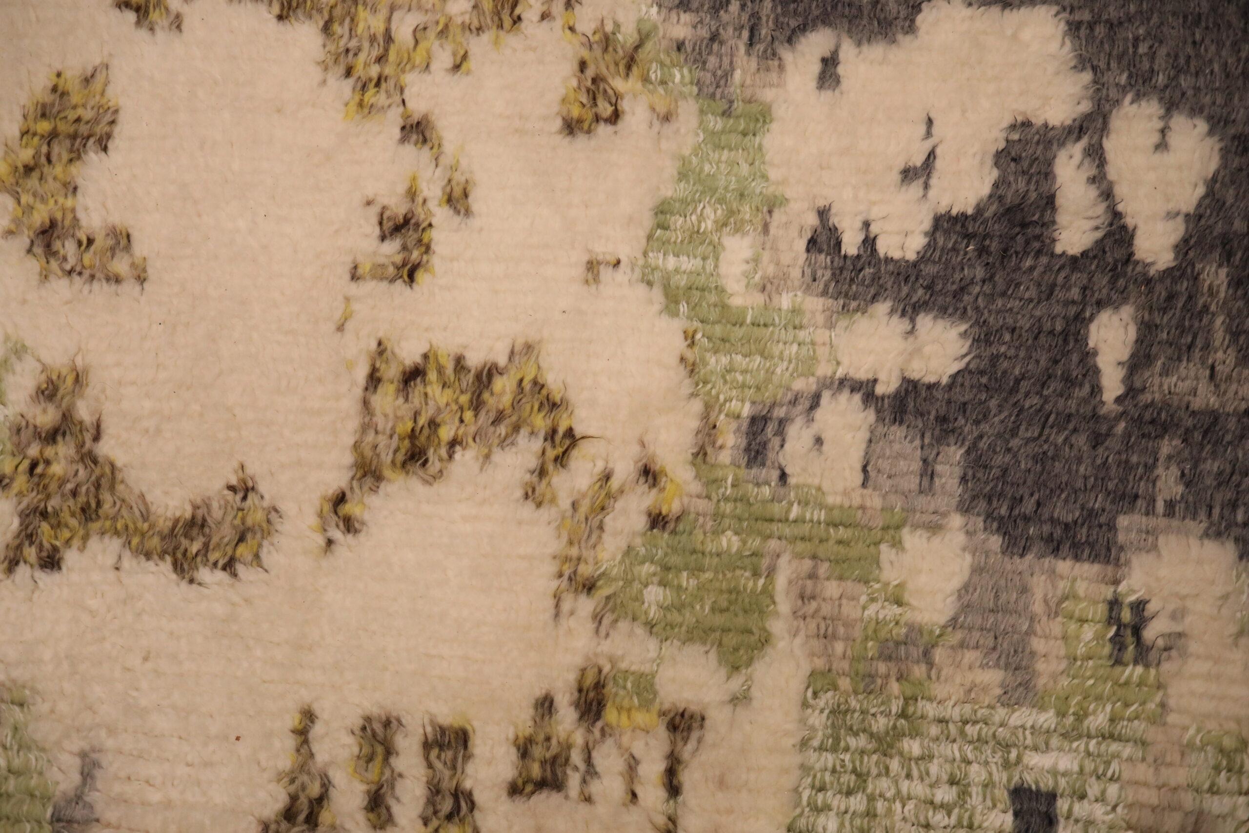Indien Marokkanischen Bereich Teppiche - Wolle Brown Grün Elfenbein Design - 93631 im Zustand „Hervorragend“ im Angebot in Dallas, TX
