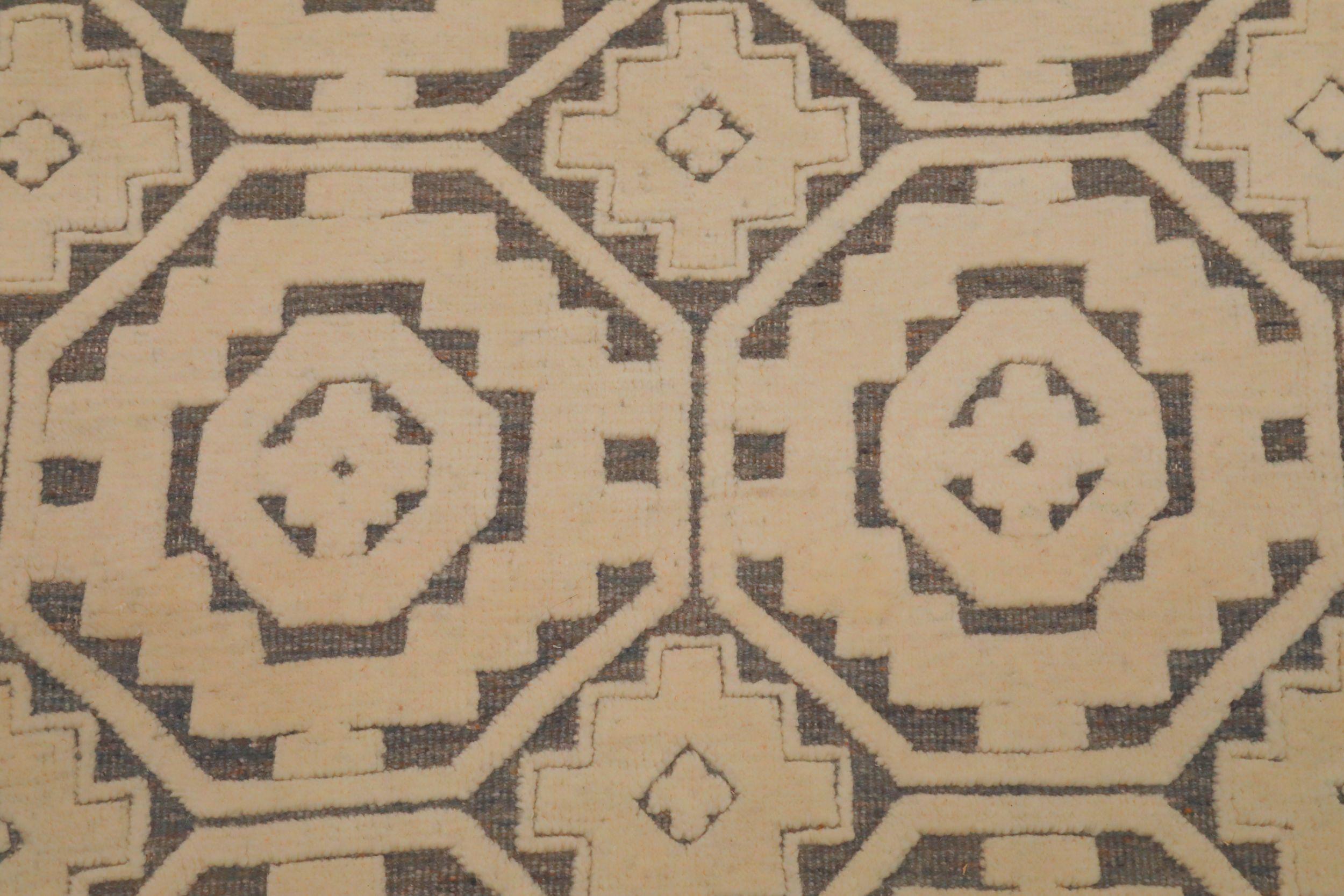 Moderno Tappeti India Moroccan Area Rugs - Lana Marrone Avorio Design - 94225 in vendita