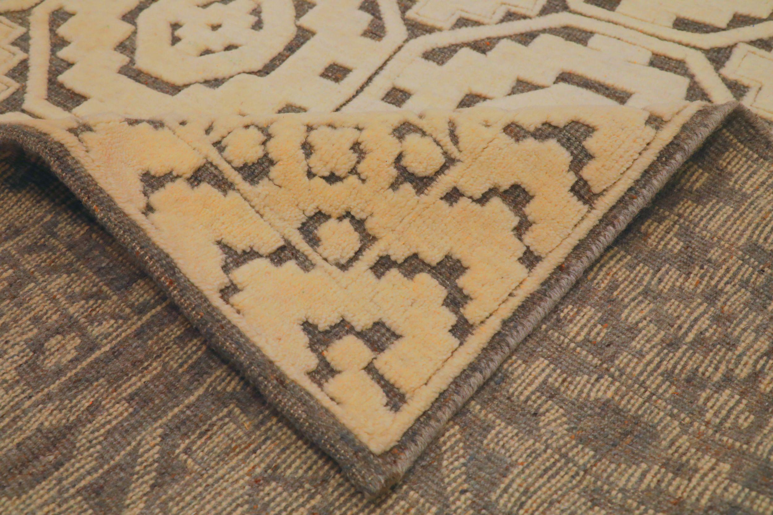 Indiano Tappeti India Moroccan Area Rugs - Lana Marrone Avorio Design - 94225 in vendita