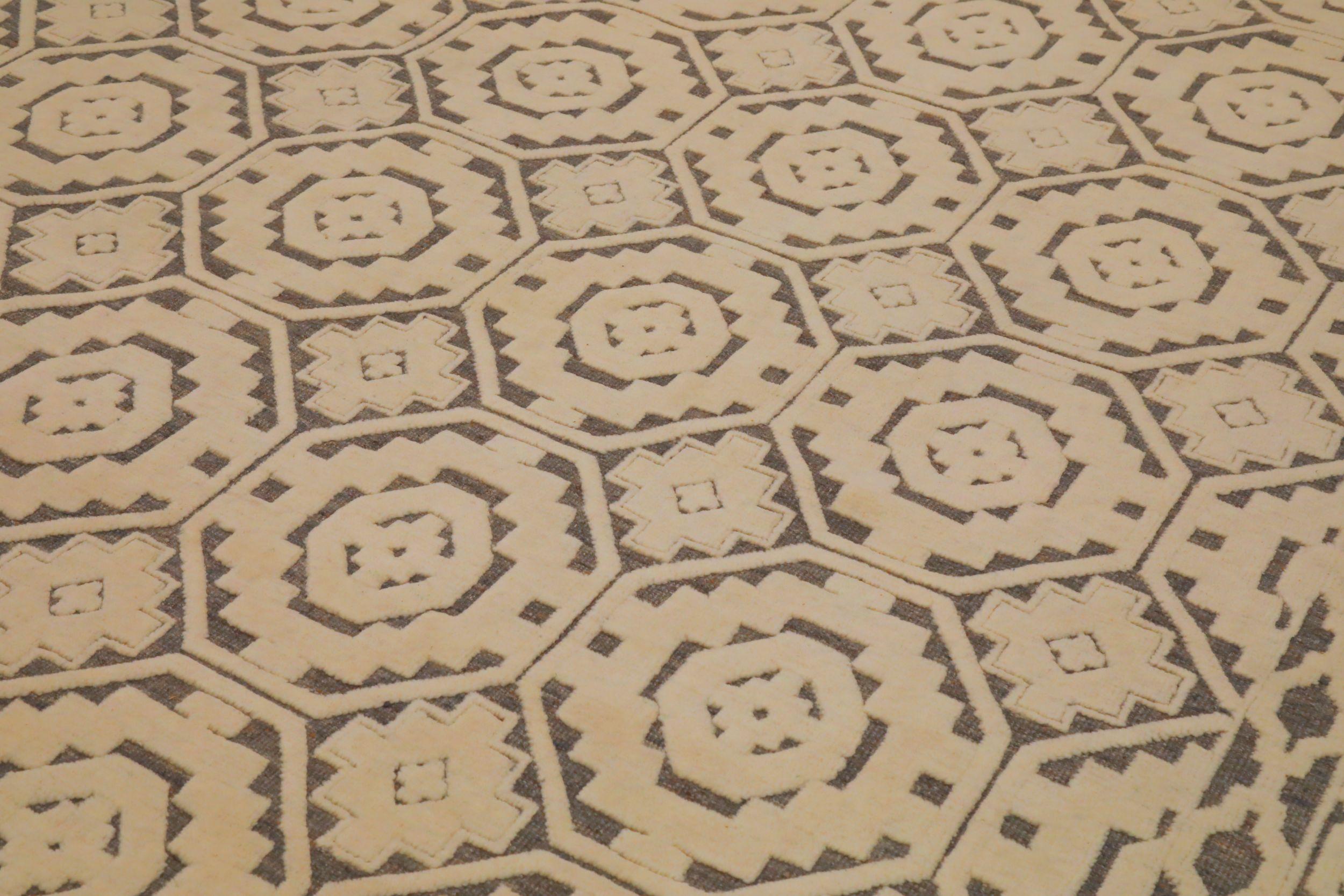 Tappeti India Moroccan Area Rugs - Lana Marrone Avorio Design - 94225 In condizioni ottime in vendita a Dallas, TX