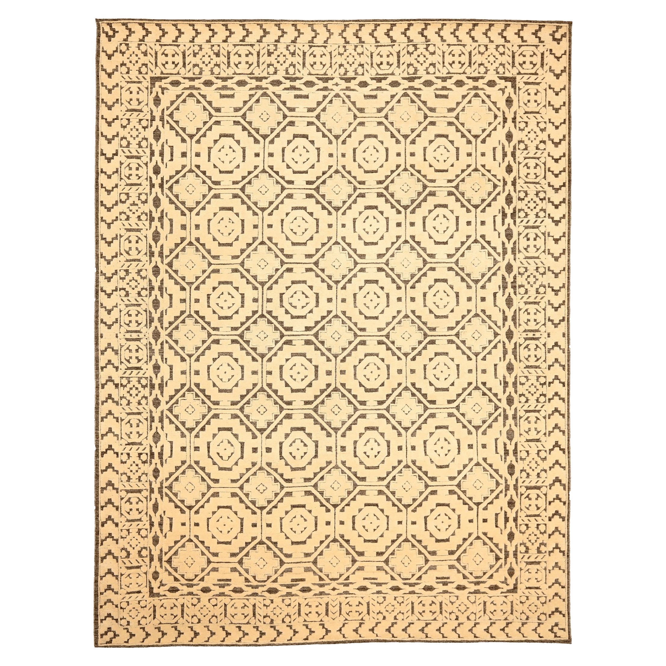 Tappeti India Moroccan Area Rugs - Lana Marrone Avorio Design - 94225 in vendita