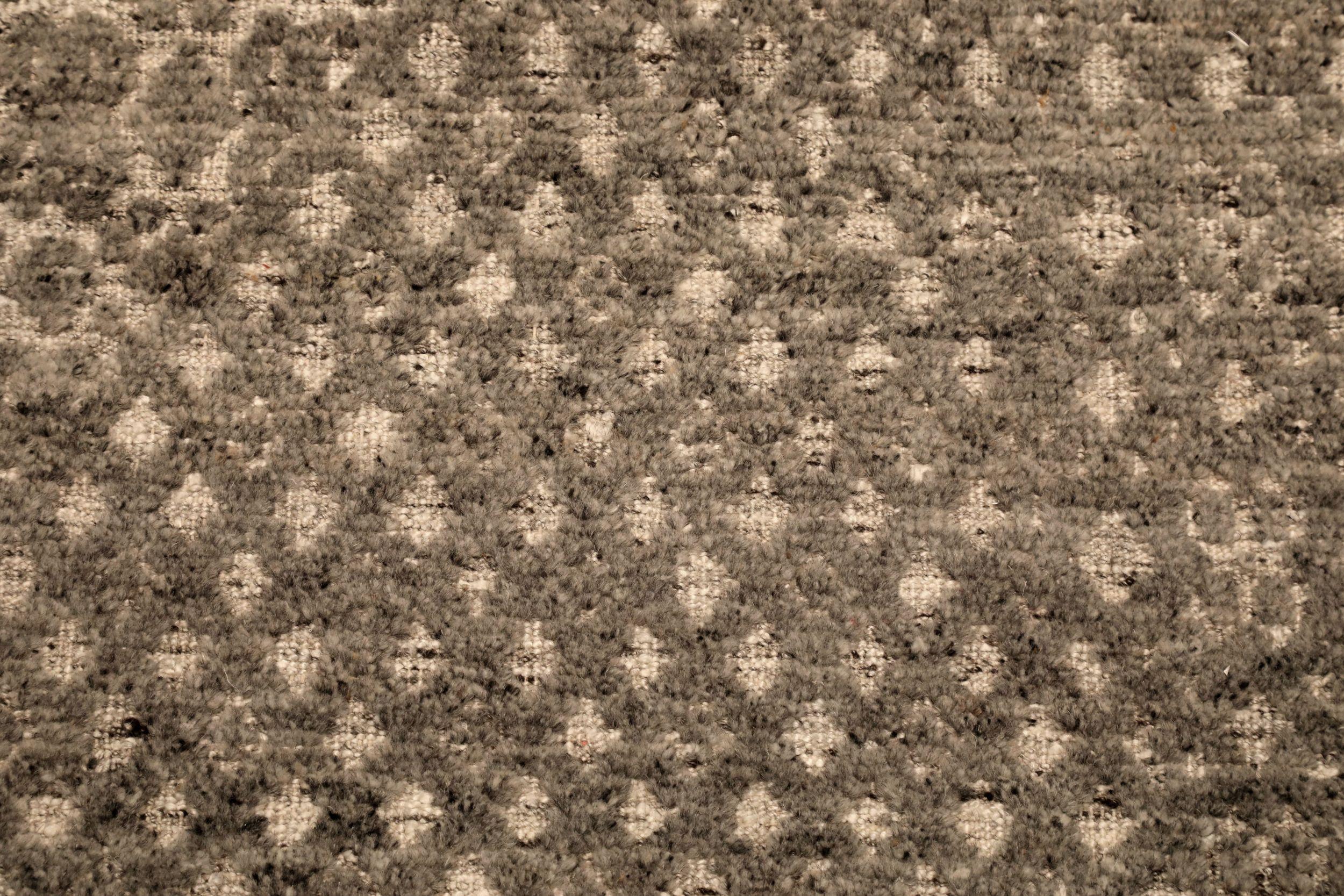 Modern India Moroccan Area Rugs - Wool Brown Ivory Design - 94226 For Sale
