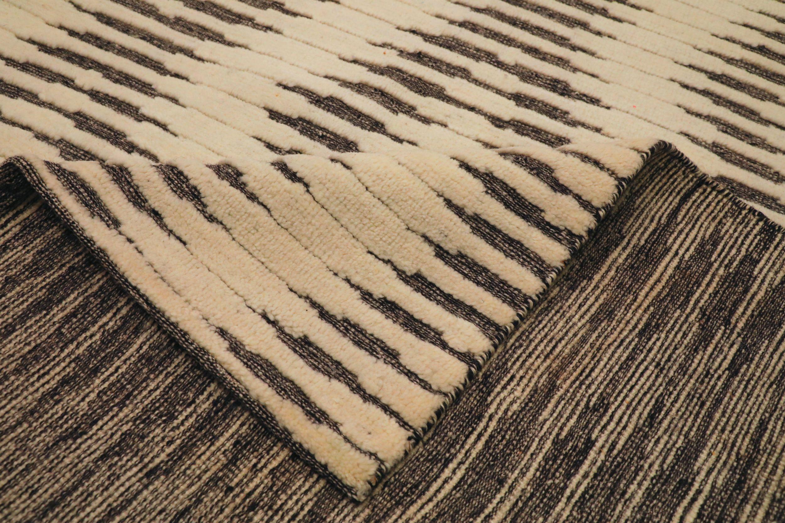 Indien Marokkanische Teppiche - Wolle Braun Elfenbein Design - 94229 (Indisch) im Angebot