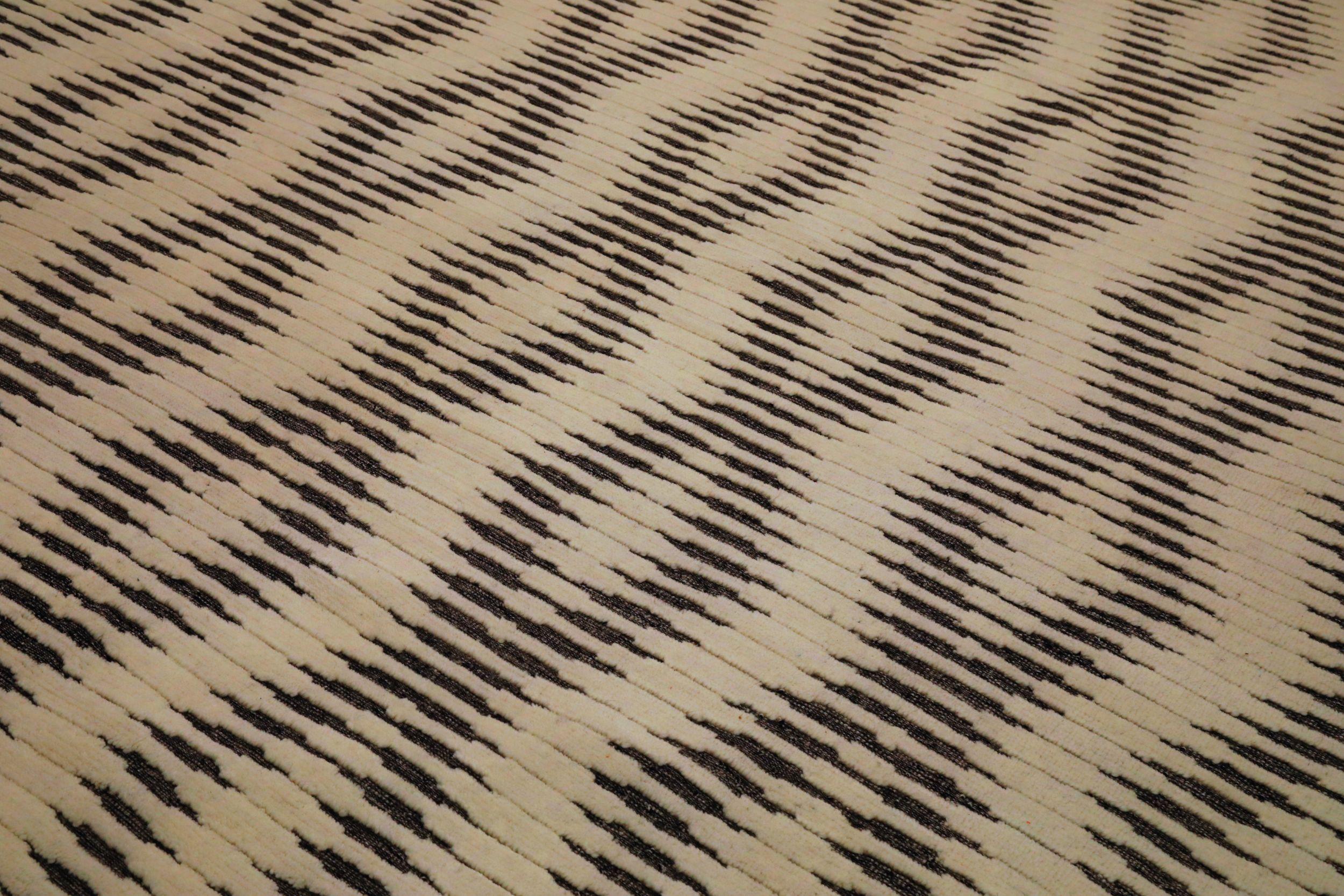 Indien Marokkanische Teppiche - Wolle Braun Elfenbein Design - 94229 im Zustand „Hervorragend“ im Angebot in Dallas, TX