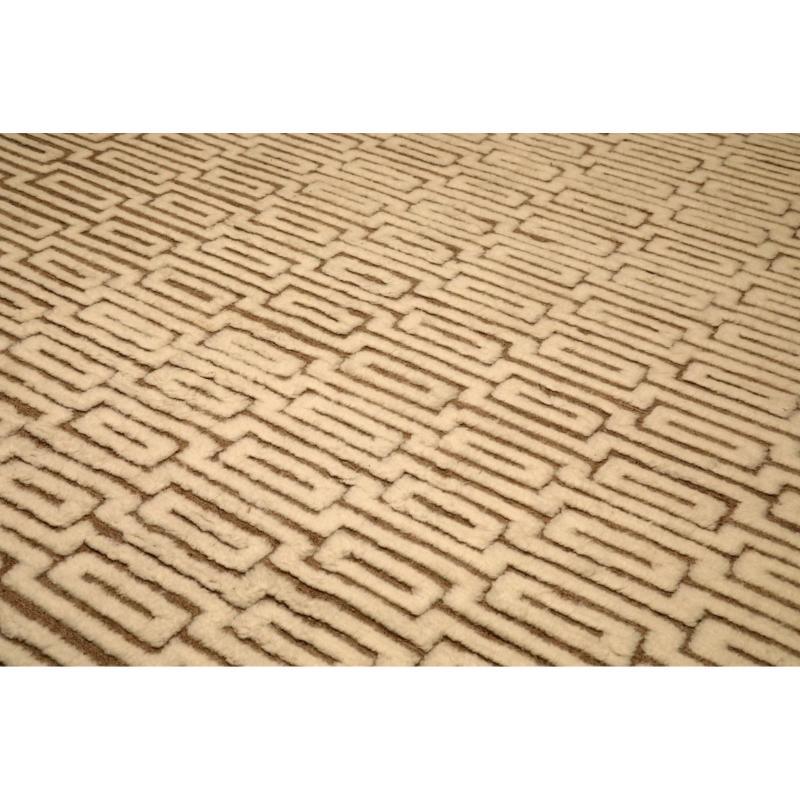 Moderno Tappeti India Moroccan Area Rugs - Lana Marrone Avorio Design - 94452 in vendita