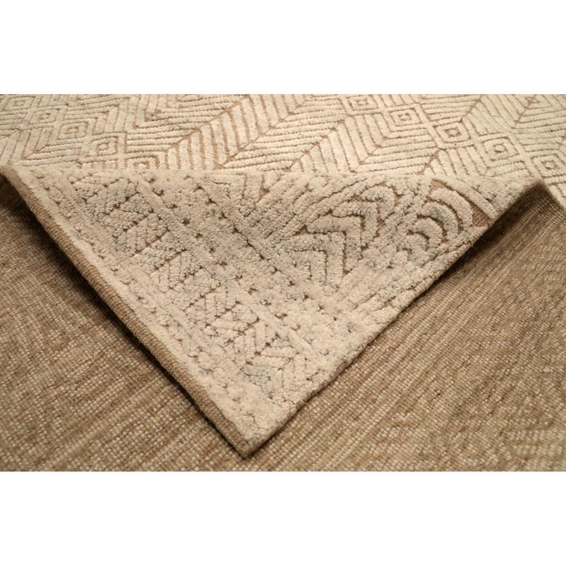 Indiano Tappeti India Moroccan Area Rugs - Lana Marrone Avorio Design - 94452 in vendita