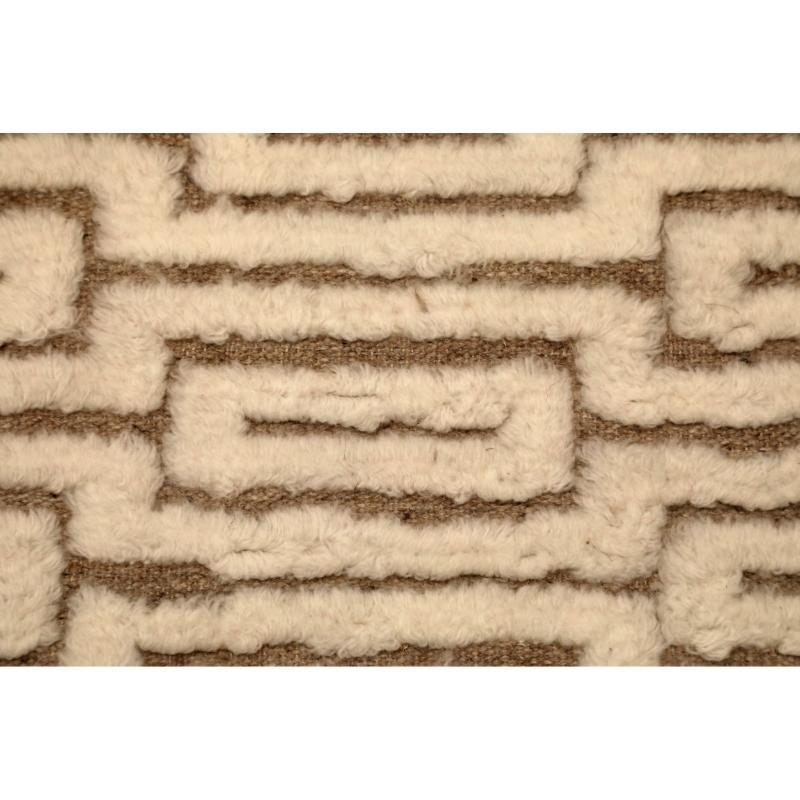 Annodato a mano Tappeti India Moroccan Area Rugs - Lana Marrone Avorio Design - 94452 in vendita