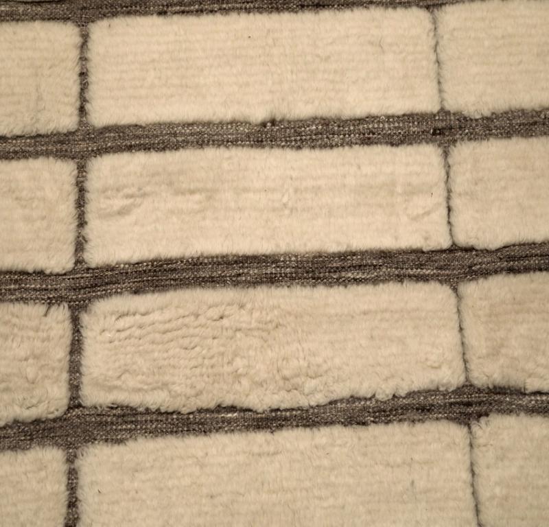 Annodato a mano Tappeti India Moroccan Area Rugs - Lana Marrone Avorio Design - 94454 in vendita