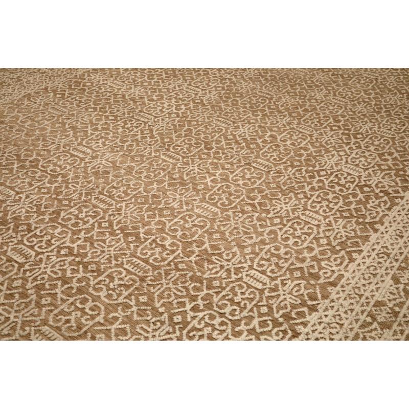 Moderno Tappeti India Moroccan Area Rugs - Lana Marrone Avorio Design - 94465 in vendita