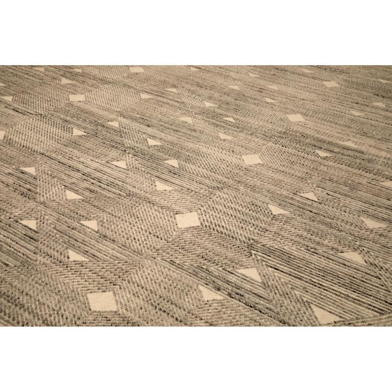 Moderne Tapis de sol marocain de l'Inde - Laine Brown Design/One - 94472 en vente