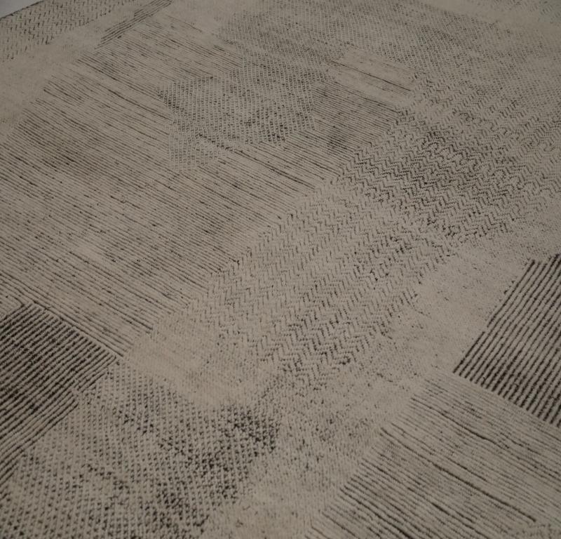 Moderno Tappeti India Moroccan Area Rugs - Lana Marrone Avorio Design - 94478 in vendita