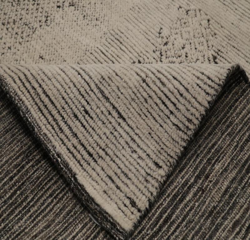 Indiano Tappeti India Moroccan Area Rugs - Lana Marrone Avorio Design - 94478 in vendita