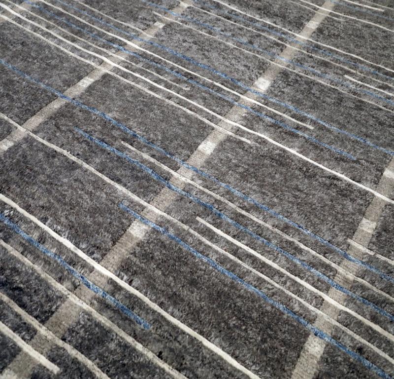 Moderne Tapis de sol marocain de l'Inde - Laine Brown Design/One - 94494 en vente