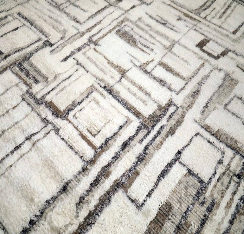 India Alfombras Marroquíes - Lana Marrón Diseño Marfil - 94506 Moderno en venta
