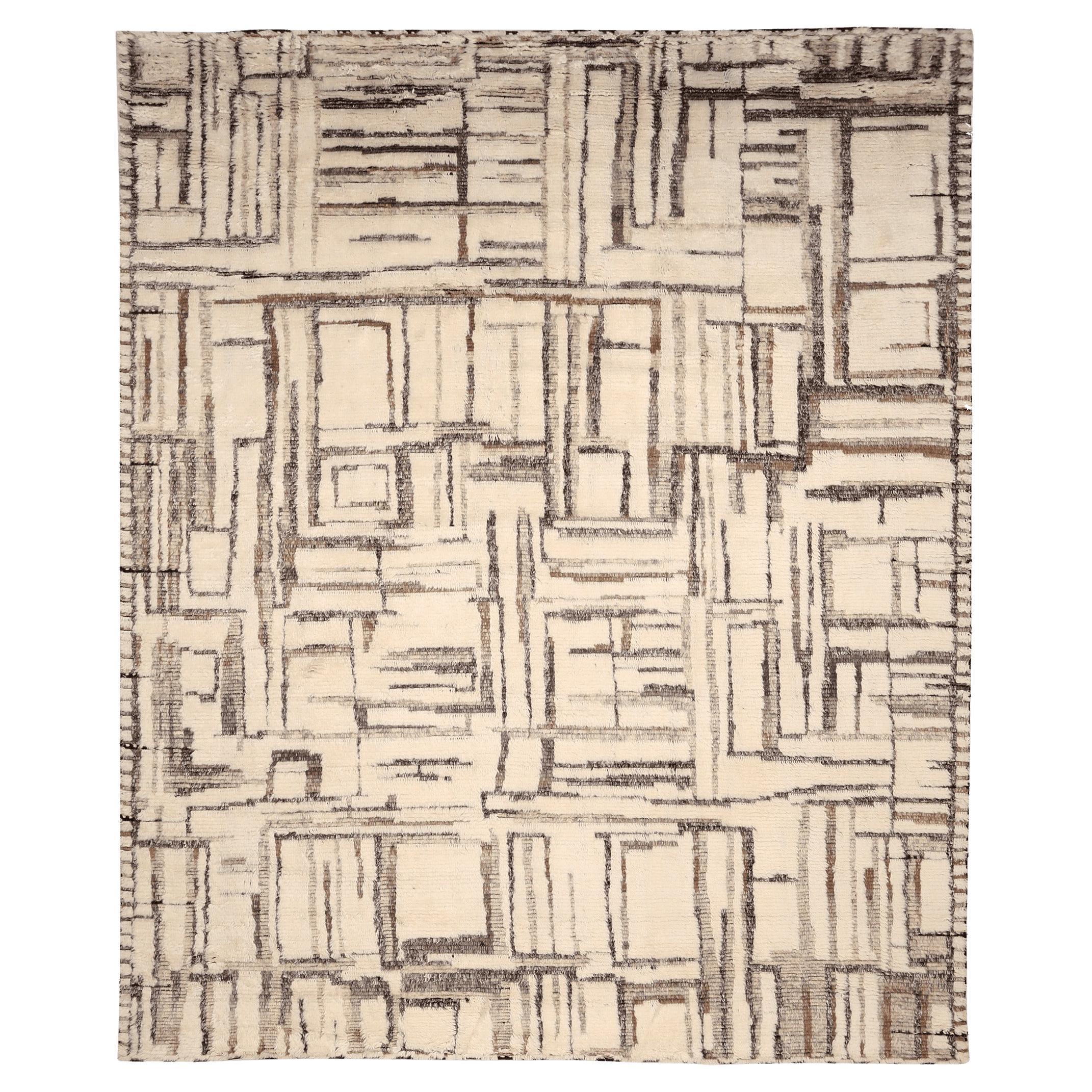 Indien Marokkanische Teppiche - Wolle Braun Elfenbein Design - 94529