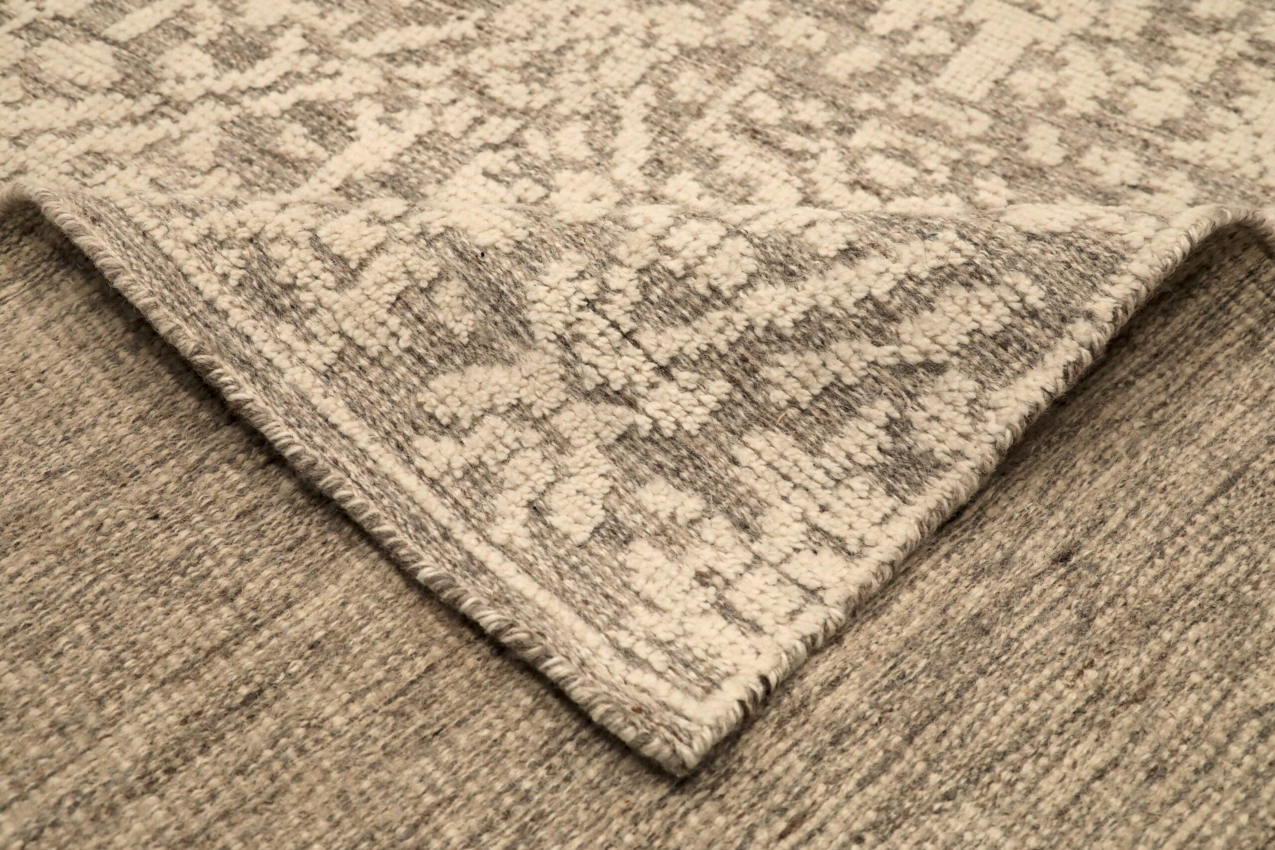 Modern India Moroccan Area Rugs - Wool Brown Ivory Design - 96543 For Sale