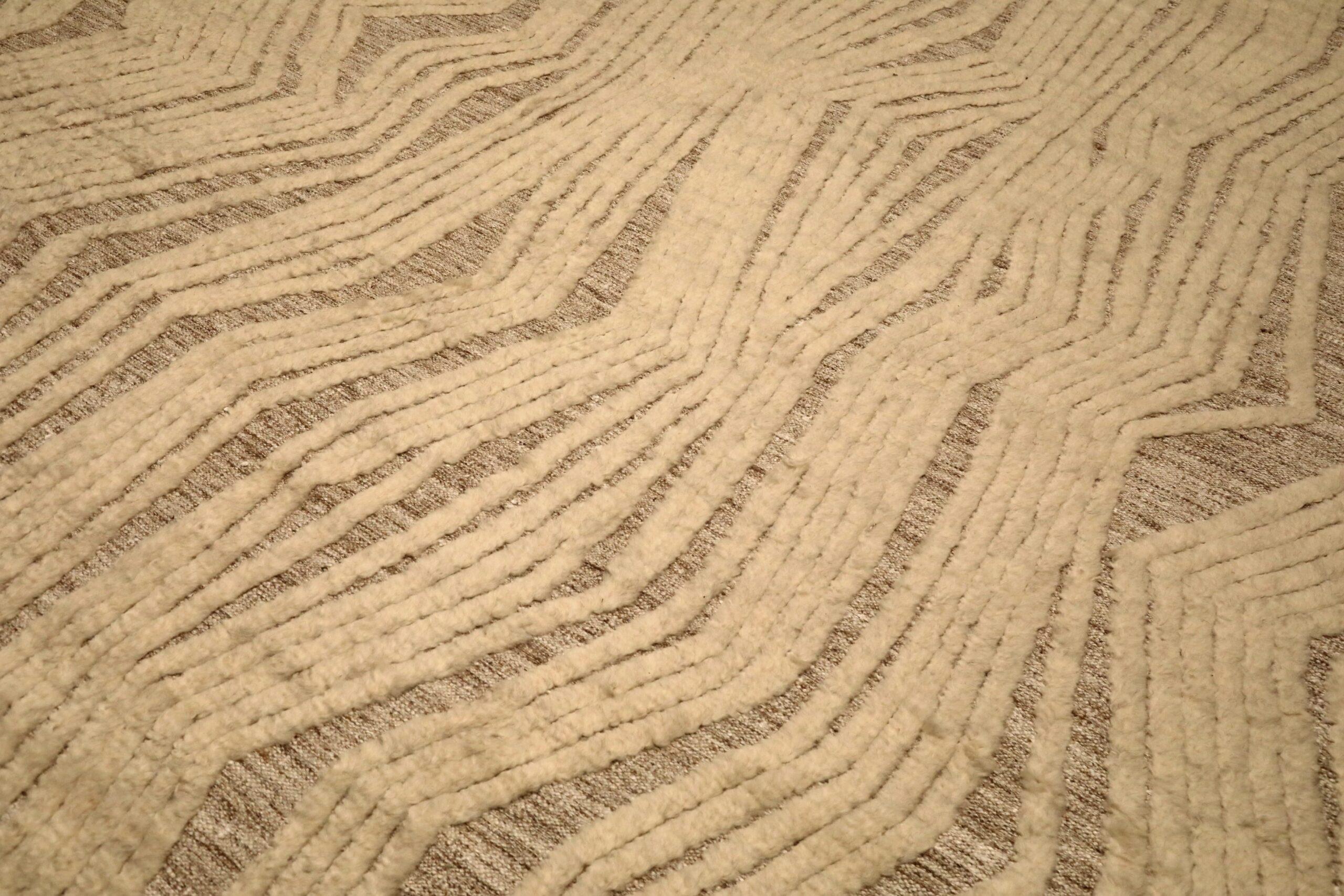 India Alfombras Marroquíes - Lana Marrón Diseño Marfil - 96544 Moderno en venta